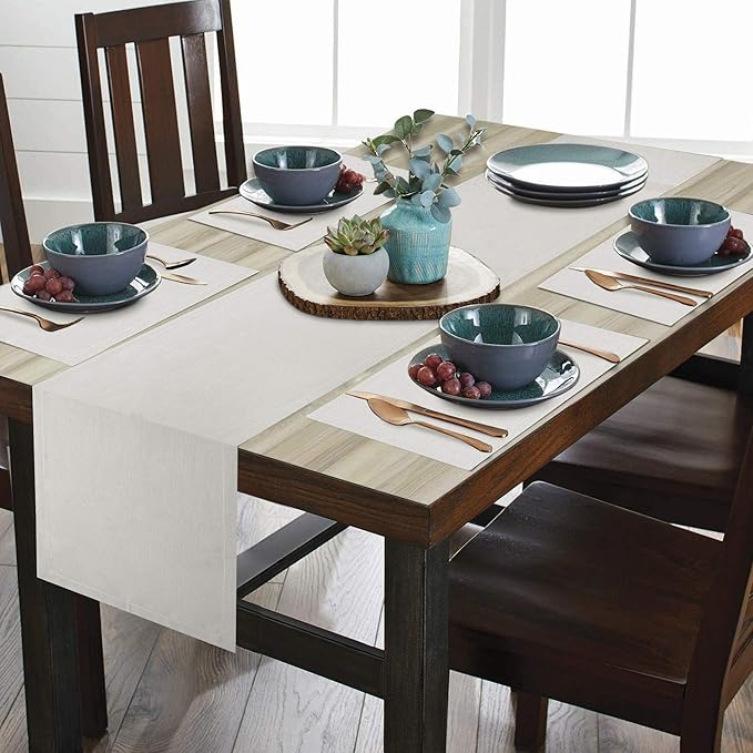 Table Runner, Machine Washable, Non-Wrinkle, Natural 14 X 90 Inch