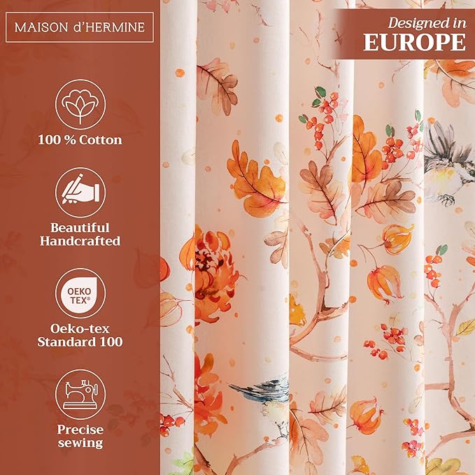 Maison d' Hermine Curtains for Living Room 100% Cotton 84 inch Length One Panel Light Filtering Curtains for Bedroom Windows with Rod and Loop Pockets Drapes (Kelim Prairie, 50" W x 84" L)