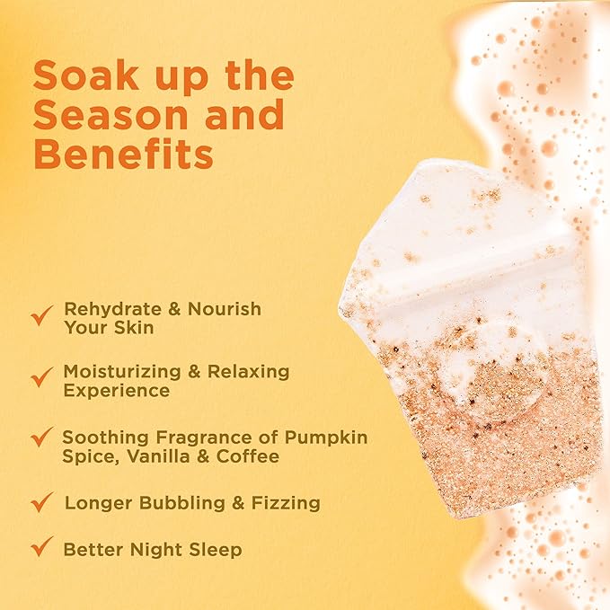 Pumpkin Spice Latte Bath Bomb for Women & Girls (Giftable Packaging) – Natural Relaxing Fall Bubble Bombs - Luxury Vanilla, Coffee, Cinnamon & Pumpkin Scented