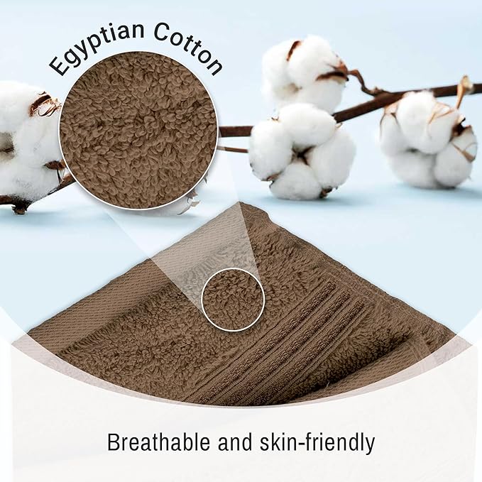 Superior Egyptian Cotton 10-Piece Face Towel Set, Small Towels for Facial, Spa, Quick Dry, Absorbent Towels, Bathroom Accessories, Guest Bath, Home Essentials, Washcloth, Airbnb, Mocha