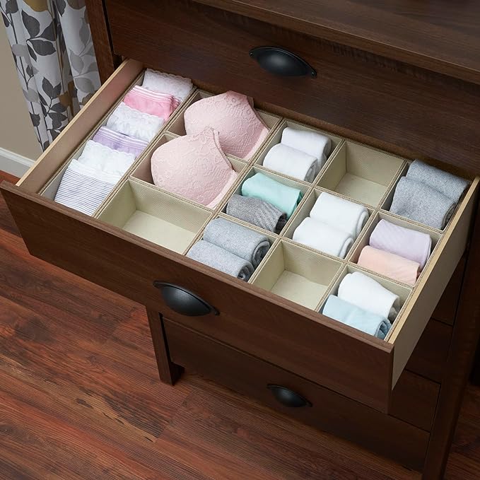 Household Essentials Brown 722-1 Deep 3 Section Drawer Organizer Box for Storage | 12 in x 6.13 in x 3.13
