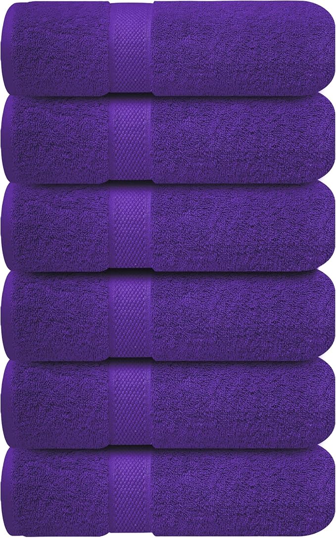 Infinitee Xclusives 100% Cotton Hand Towels for Bathroom – Ultra-Soft & Highly Absorbent, 6-Pack, Gym, Spa & Hotel | Profound Purple |