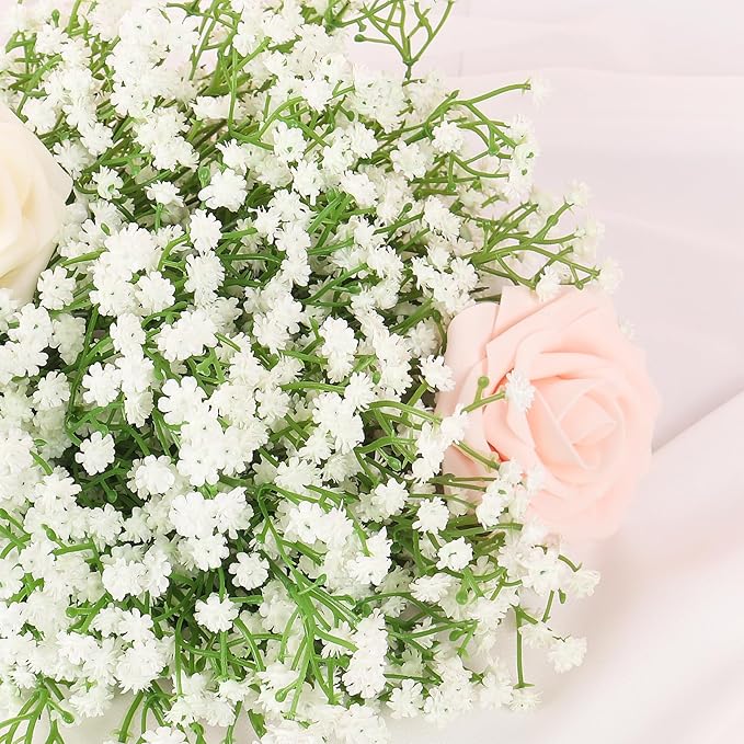DEEMEI 30 PCS Babys Breath Artificial Flowers Fake Babys Breath Flowers Artificial Bulk White Gypsophila Bouquets Real Touch Faux Flowers for Wedding Floral Arrangement Party Home Decoration