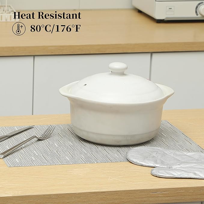 Leetaltree Silver Placemats Set of 6 - Heat Resistant Non-Slip Place mats for Dining Table, Washable Durable PVC Vinyl Woven Table Mats(Silver, 6)