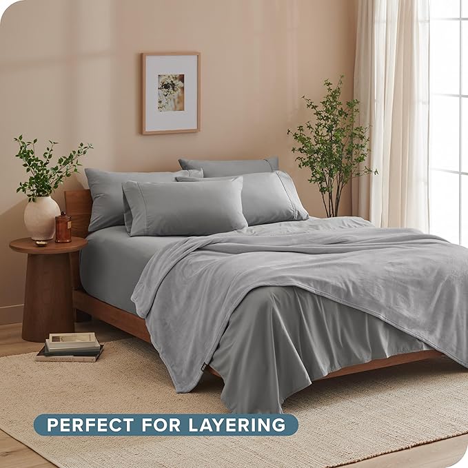 Bare Home Fleece Blanket - King Size - Ultra-Soft Lightweight for Bed, Sofa, and Couch - Luxury Microplush - Cozy Warm Blanket (King, Light Grey)