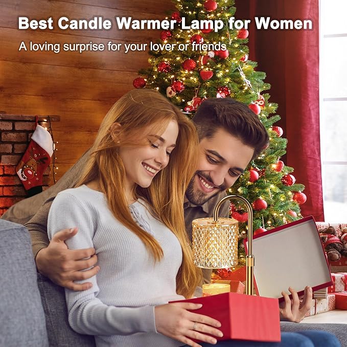 Candle Warmer Lamp with Timer, Candle Lamp with Dimmer and 2 Bulbs, Wax Warmer Height Adjustable for Home Decor, Wax Melt Warmer for Scented Candles