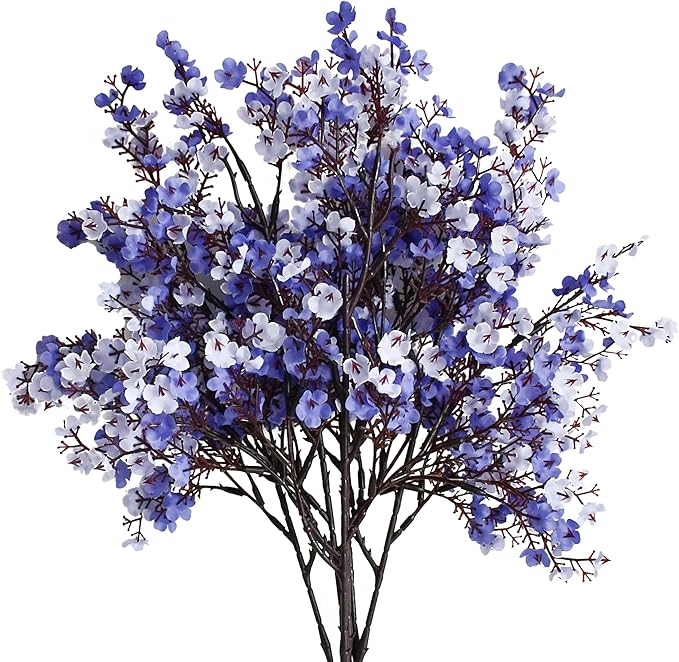 Mandy's Shades of Blue Artificial Baby’s Breath Flowers 6 Bundles Silk Gypsophila with Bendable Stems for Fall Centerpiece Wedding Decor and Table Arrangements