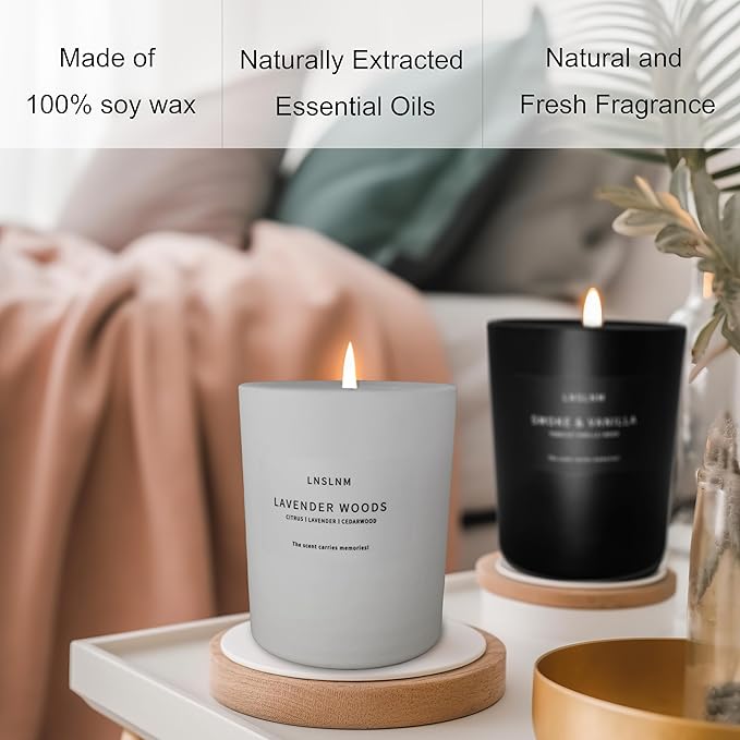 Scented Candle Set | Aroma Candle Collection: Versatile Decorative Candle Sets for Any Occasion (Men's Candle Set - Wooden Lid)