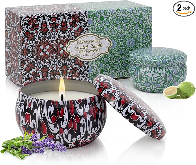 Scented Candles for Home Scented 2 Pack 2.5 oz Natural Soy Wax Candles Gifts for Women, Jasmine Rose Aromatherapy Candles Gifts Set, Portable Small Relaxing Candles Set for Spa, Bath, Yoga