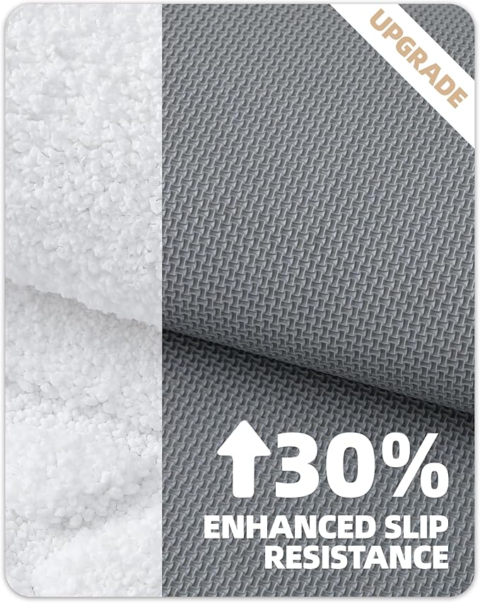 Color&Geomety Bath Mats for Bathroom Non Slip 17"x30", Absorbent White Bathroom Rugs Washable, Luxury Bathroom Mat Shower Mat Outside Shower