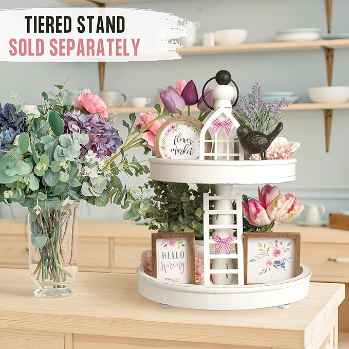 The Ultimate Farmhouse Tiered Tray Decor Set - Beautiful Year Round Seasonal & Holiday Decoration Bundle - The Perfect Lemon, 4th of July, Summer and Spring Centerpiece Design for Home & Kitchen Decor