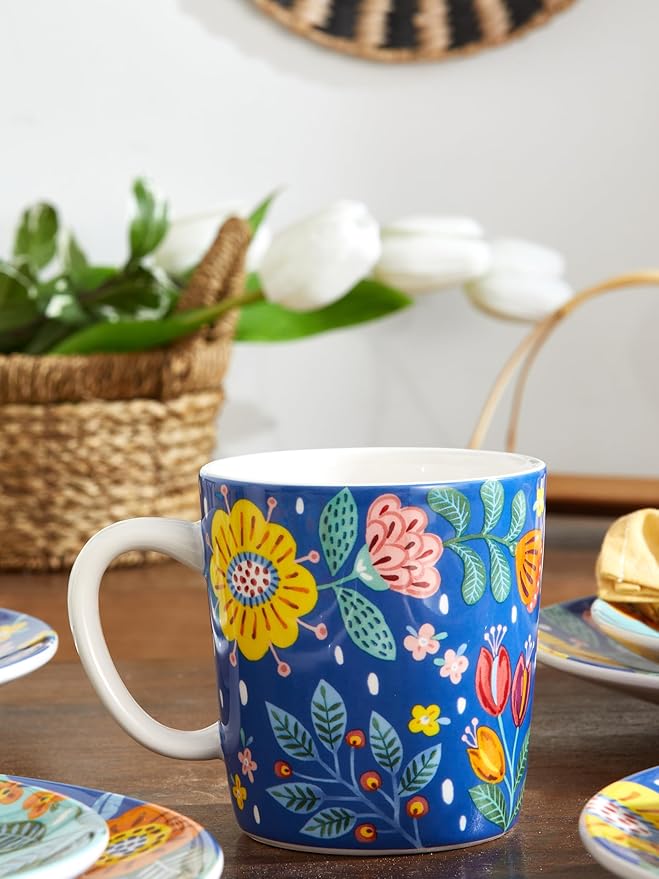 Bico Alice in Dreamland Ceramic Mugs, Set of 4, for Coffee, Tea, Drinks, Microwave & Dishwasher Safe