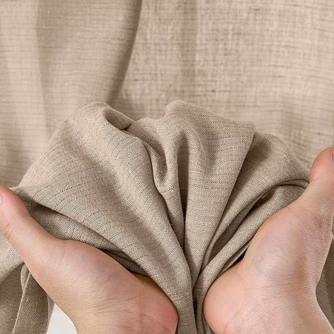 jinchan Linen Blend Curtains 96 inch Length 2 Panels for Bedroom Living Room, Light Filtering 38 inch Wide Farmhouse Drapes with Rod Pocket Back Tab(38W x 96L, Taupe)