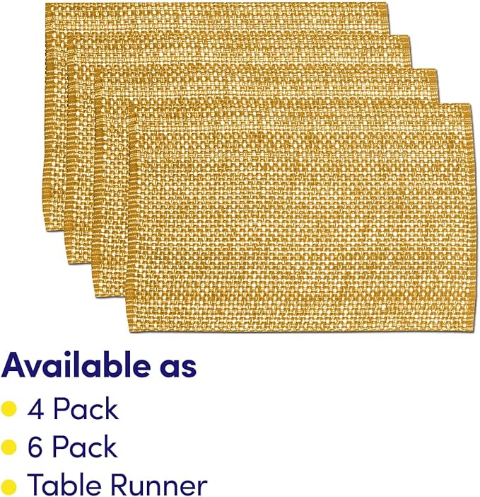 Sweet Home Collection 100% Cotton Placemats for Dining Room Rectangle Two Tone Woven Fabric 13" x 19" Soft Durable Table Mat Set, Set of 6, Orange