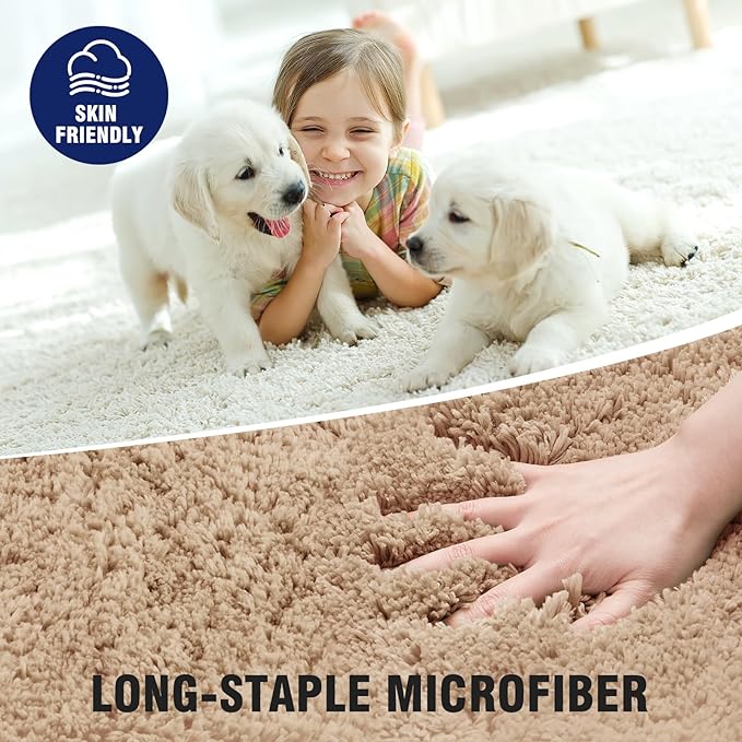 TECHMILLY U Shaped Super Soft Shaggy Bathroom Rugs, Absorbent Thick Non Slip Microfiber Toilet Rugs, Quick Dry Machine Washable Bath Mat for Bathroom Floor, Bathtub and Shower 24"x20"