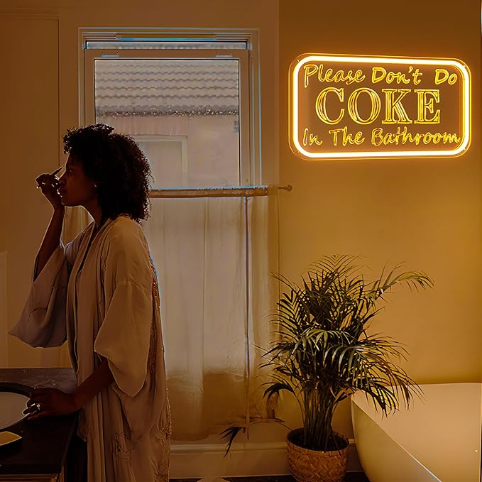 Please Don 't Do Coke in The Bathroom Neon Sign for Wall Decor, Neon Light Sign With Adjustable Brightness, Light Up Sign for Party Decor, Bathroom, Halloween Funny Neon Signs