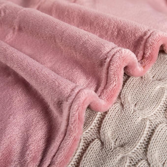 TASTHROW Large Flannel Fleece Throw Blanket, 50×70 Inch - Cozy Lightweight Thick Blanket - All Seasons Suitable for Women, Men and Kids (Two Pack, Pink)