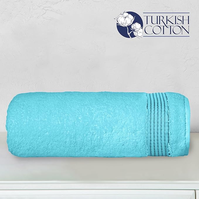 Elegant Comfort Premium Turkish Cotton 1 Piece Jumbo Bath Towel - 35 x 70 inch, Luxurious Hotel Spa Quality 100% Turkish Cotton Large Bath Towel - Highly Absorbent - Soft Bathroom Towel, Aqua