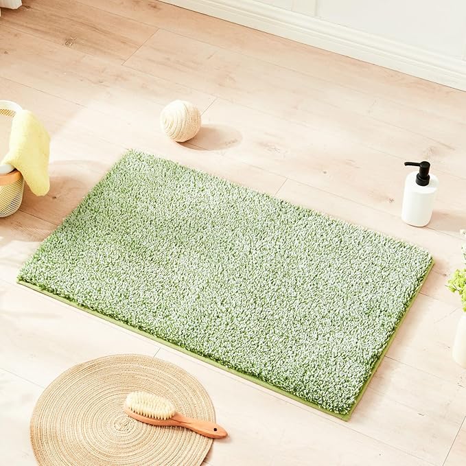 Douceur Sage Green Bathroom Rugs Non Slip, Luxury Thick Plush Shaggy Bath Mats Washable, Fluffy Absorbent Bath Rugs for Bathroom, Quick Dry Shower Mat Gifts, 36" x 24"