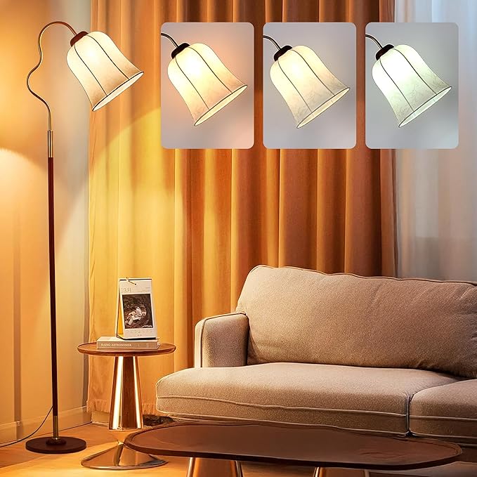 68" Floor Lamp for Living Room Gold with Foot Switch, 3 Color Modern Corner Standing Lamp, Bright Tall Dimmable Lamp for Kids Reading Bedroom Office Home Decor (Flower-Shaped lamp)