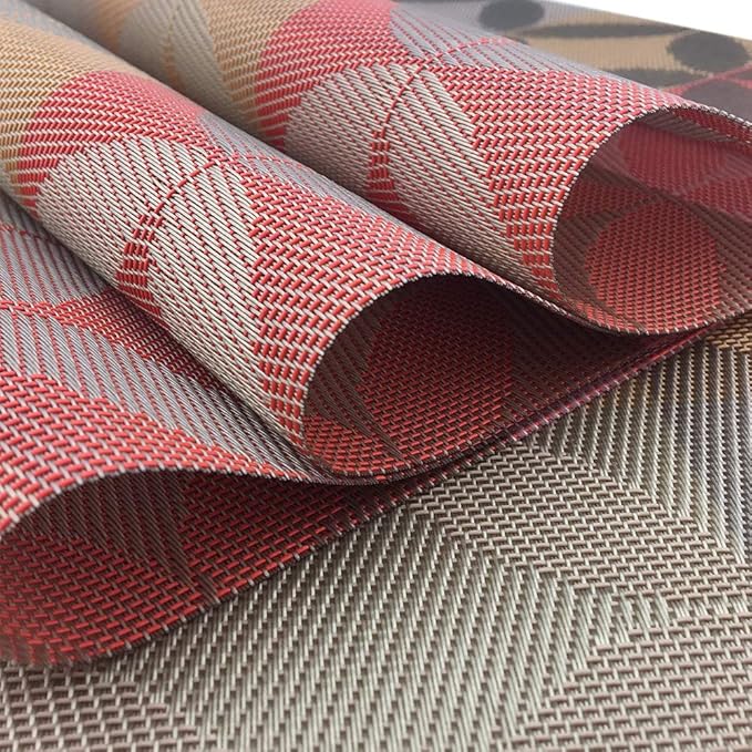 Heat-Resistant & Stain Resistant Anti-Skid Woven Vinyl Table Mats - Non-Slip Kitchen Table Mat Set of 6-30x45 cm (Green)
