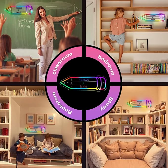 Read Book And Be Kind Neon Sign Student Classroom Neon Lights For Wall Decor Dimmable Colorful Light Up Sign For Bedroom Library Classroom Reading Study Room Decoration Boy Girls Gifts