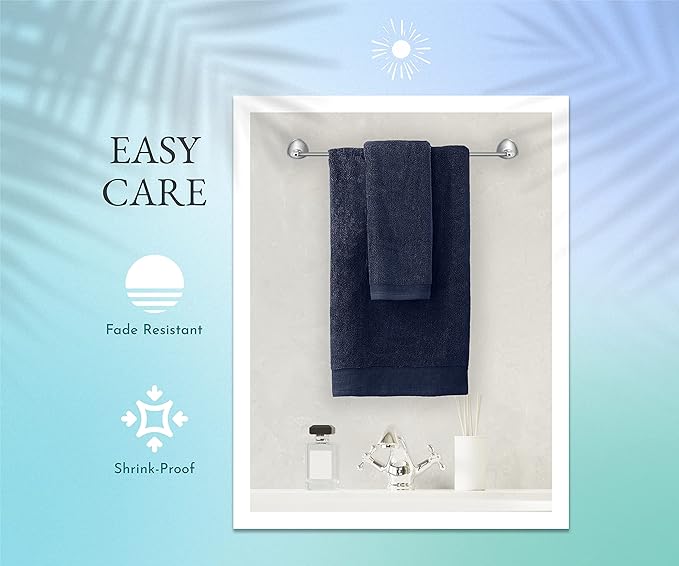 California Design Den Luxury 100% Cotton Hand Towels - Pack of 6, Extra Soft & Fluffy, Quick Dry & Highly Absorbent, Hotel Quality Towel Set for Gym, Salon, Spa & Home Care, Navy Blue - 16" x 28"