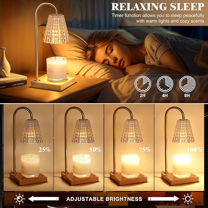 Candle Warmer Lamp with Timer-Dimmable Candle Warmer, Birthday Gifts for Women,House Warming Gifts New Home Bedroom Decor,Wax Warmer for Scented Wax Jar Candles