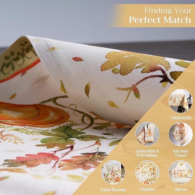 Maison d' Hermine Placemats Set of 4 100% Cotton Washable Cloth Place Mats, Reusable Table Mats for Kitchen Dining Decoration, Party, Wedding, Restaurant (Pumpkin Passion, 13" x 19")