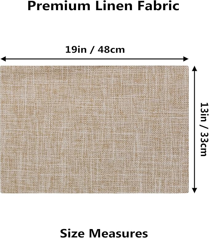 Demetex Linen Textured Placemats Set of 8 Farmhouse Table Place Mats Wipeable Heat Resistsnt Placemat for Dining Room Kitchen Restaurant, 13x19 inch, Burlap