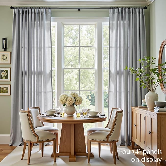 jinchan Grey Linen Blend Curtains 96 inch Length 2 Panels for Bedroom Living Room, Floor to Ceiling 50 inch Wide Farmhouse Drapes with Rod Pocket Back Tab(50W x 96L, Grey)
