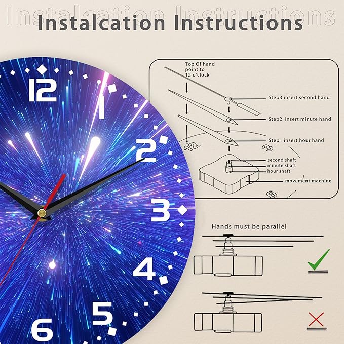 Galaxy Vintage Wooden Silent Non-Ticking Battery Operated Arabic Numerals Wall Clock - Decorative for Kitchen, Office, Classroom - 10 Inch