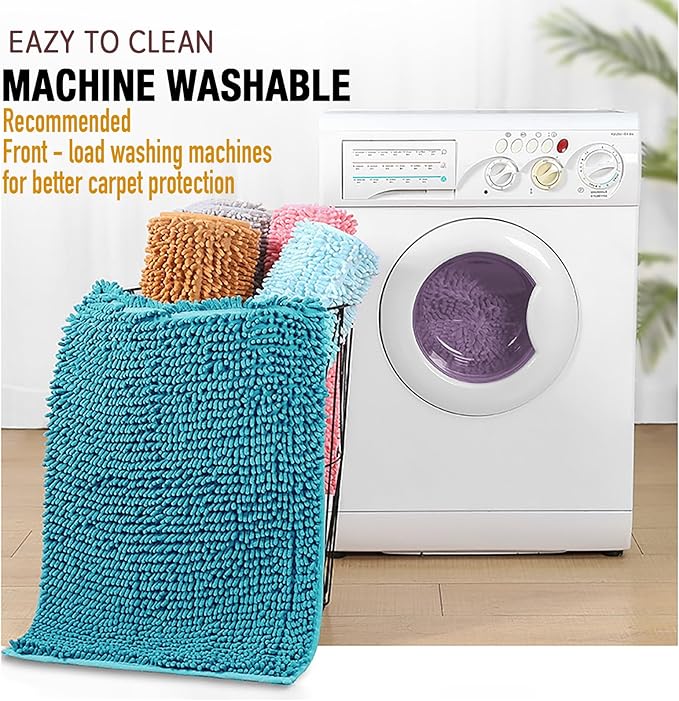 Bathroom Rugs Mat 32x20 Non Slip Chenille Bath Mats Bath Rugs for Bathroom Shower Teal