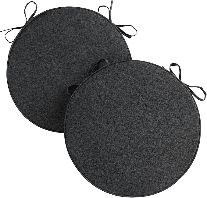 Greendale Home Fashions Outdoor 18-inch Round Reversible Seat Cushion, 2-Pack, Graphite 2 Count