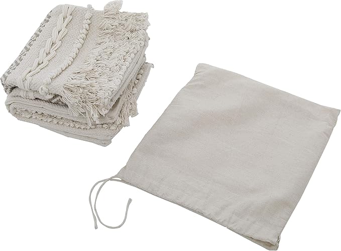 REDEARTH · Boho Textured Throw Pillow Cushion Covers - Woven Tufted Decorative Farmhouse Cases Set for Couch - Sofa - Farmhouse - Chair - Dining - Patio - 100% Cotton (18x18 ; Natural) Pack of 2