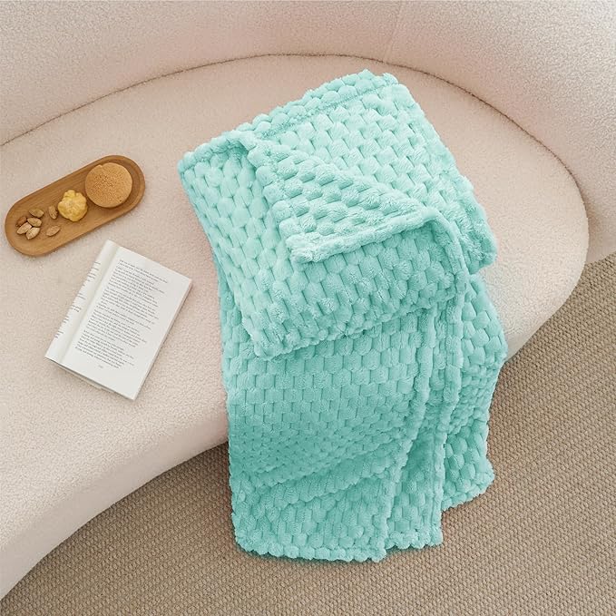 BEDELITE Fleece Blanket Twin for Bed Couch, 3D Jacquard Decorative Cloud Blue Throw Blanket, Soft and Cozy Warm Plush Fuzzy Blanket All Seasons Suitable, 60x80Inches