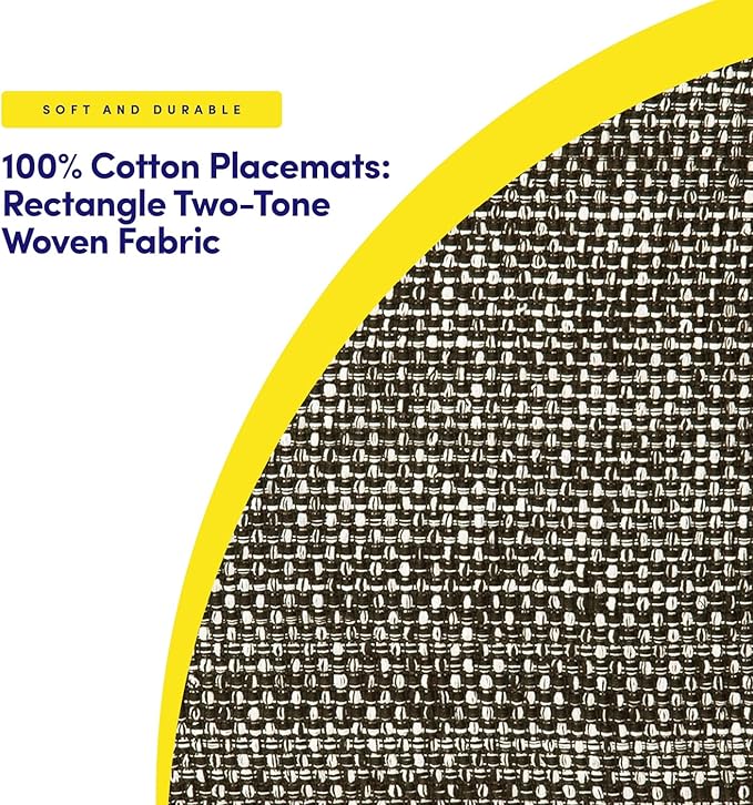 Sweet Home Collection 100% Cotton Placemats for Dining Room Rectangle Two Tone Woven Fabric 13" x 19" Soft Durable Table Mat Set, Set of 4, Chocolate