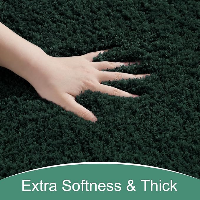AROGAN Luxury Long Bathroom Runner Rug, 24x48 Inch Thick Soft and Absorbent Non Slip Bath Mat, Rubber Backing Quick Dry Rugs Carpets, Machine Washable Plush Mats for Shower Floor, Deep Green