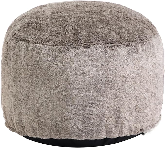 HollyHOME 15"(H) Bean Bag Round Ottoman Pouf, 6.6LB Memory Foam Filled Footstool for Sofa, Accent Stuffed Footrest Stool with Washable Cover, Single Footrest Stool for Living Room, Bedroom, Coffee