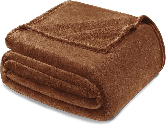 Exclusivo Mezcla Twin Size Flannel Fleece Velvet Plush Bed Blanket as Bedspread, Coverlet, Bed Cover (90x66 IN, Brown) Soft, Lightweight, Warm and Cozy