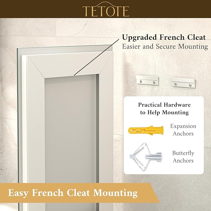 TETOTE LED Bathroom Mirror 24 x 36 Brighter Light up Mirror with Lights, Front and Backlit Lighted Mirror for Bathroom 3-Color Dimmable Led Vanity Illuminated Anti Fog Wall Mirror, Tempered Glass