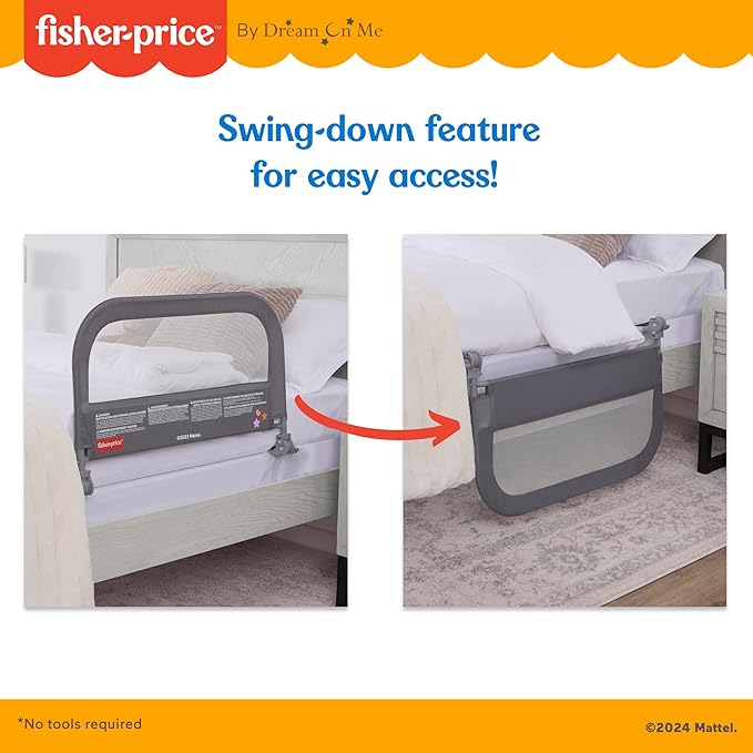 Fisher-Price Little Naps Bed Rail in Grey by Dream On Me