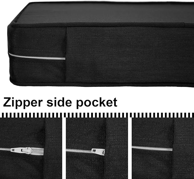 Deep Seat Cushions, Outdoor Cushions, Patio Furniture Cushions, Deep Seat & Back Cushion Patio Cushions with Rmoveable Cover for Backyard Couch Sofa Fade Resistant (22x24x4 in, Solid Black)