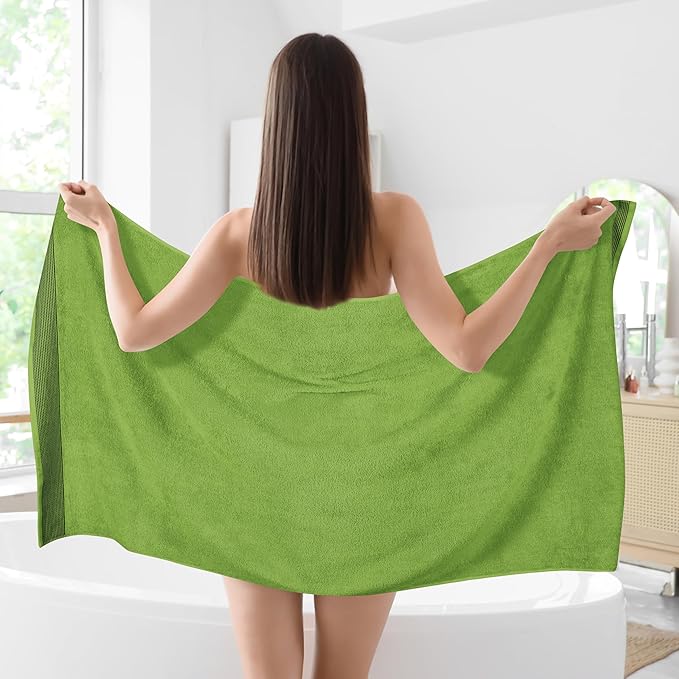 Belizzi Home Cotton 2 Pack Oversized Bath Sheet 35 x 70, Large Bath Sheet, Ultra Absorbent, Compact, Eco-Friendly and 100% Recyclable, Quick Drying and Lightweight Towel - Kiwi Green