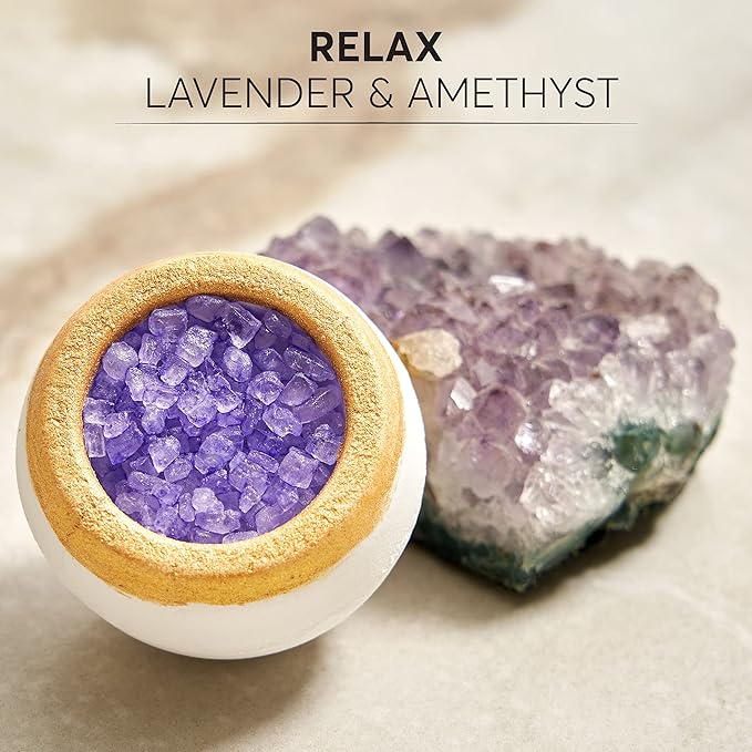 Crystal Bath Bombs - 100% Natural Organic Luxury Bathbombs - Beauty Self Care Spa Pamper Aromatherapy Birthday Gifts for Women Mom Him Her - Unique Relaxation Healing Crystals Gift Set