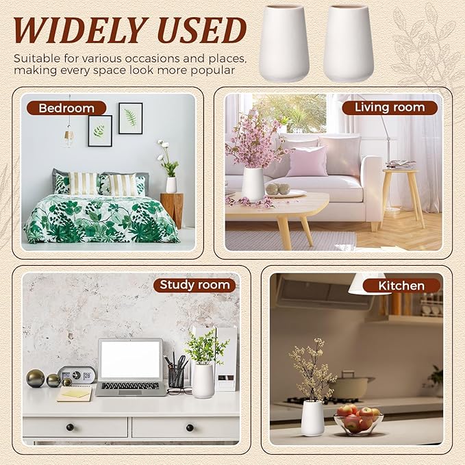 Tioncy 15 Pack White Ceramic Bud Vases Bulk 3.9 Inch Boho Small Flower Ceramic Vases for Centerpieces for Dry Flowers Pampas Garss Home Wedding Table Decor(Stylish)