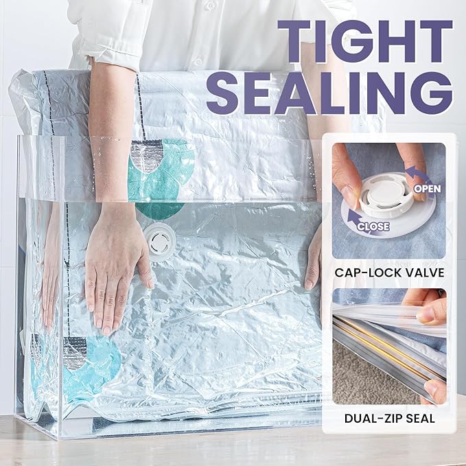 TAILI 6 Pack Vacuum Storage Bags for Comforter and Blankets, XXL Jumbo Vacuum Seal Bags for Bedding (47x39 Inch), Huge Space for Toy, Bedding, Pillows, Save More Closet Space