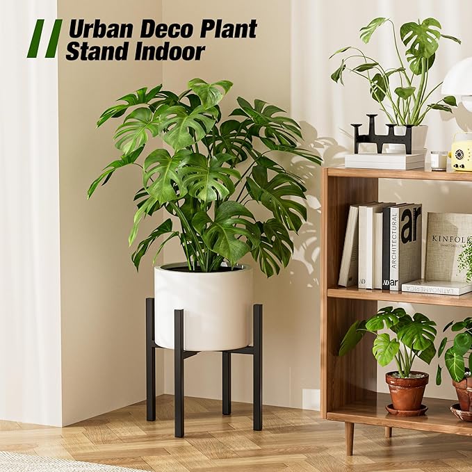 Urban Deco Adjustable Metal Plant Stand Outdoor & Indoor Planter With Stand Fits for 8-14 Inch Plant Holder Mid Century Modern Flower Stand Corner Outdoor Plant Stands for Patio