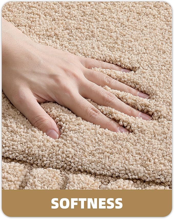 Color&Geometry Small Bath Rugs Non Slip Washable, 16"x24" Absorbent Beige Bathroom Rugs, Soft Bath Mats for Bathroom Floor, Shower, Bathtub, Laundry