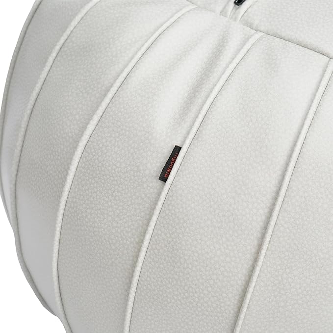 Thgonwid Handmade Storage Pouf Ottoman Foot Stool - Faux Suede Round Floor Cushion 21.6"x13" for Living Room, Bedroom, Wedding Decor, Unstuffed (Beige)